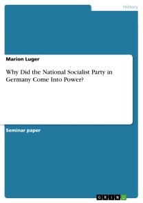 Why Did the National Socialist Party in Germany Come Into Power?